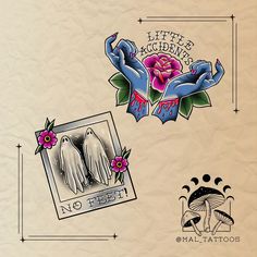 an old school tattoo design with two hands holding roses