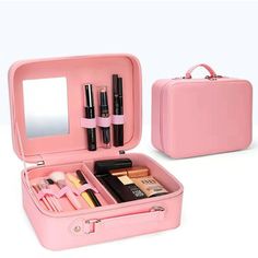 Double Layer Travel Makeup Bag Portable Cosmetic Bag with Divider Organizer Case for Storage Cosmetics Make up Brush Large Capacity Toiletry Bag for Women and Girls Practical Jewelry, Makeup Case Organization, Suitcase Storage, Makeup Storage Box, Travel Makeup Bag, Make Up Brush, Makeup Box, Makeup Bags Travel, Cosmetic Storage