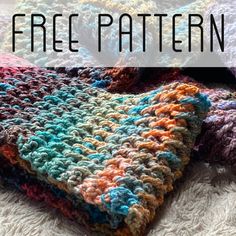 a crocheted blanket with the words free pattern on it