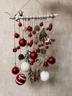 a wind chime with ornaments hanging from it