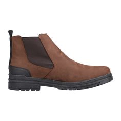 Rieker HWK Men's Boots, Brown | Stylish and Durable Footwear Rieker HWK Men's Boots in Brown Rieker CIGAR-BLACK  Item No.: F2660-25  Introducing the perfect companion for any occasion - these caramel brown Chelsea boots with ankle-high shaft from Rieker. The elastic insert provides great convenience when putting them on and taking them off. The sturdy and lightweight outsole with a small heel offers stability on various surfaces. Additionally, the soft insole ensures extra comfort for your feet. With the Comfort G 1/2 width, your toes have more room to move freely in the forefoot area. A nice bonus: you instantly gain a few centimeters in height!   Color: Brown  Heel Height: 1 cm  Heel Shape: No heel  Toe Shape: Round  Shoe Width: Normal (G)  Removable Insole: No  Sole Color: Black  Closur Brown Chelsea Boots, Shoe Brushes, Soft Shoes, Caramel Brown, Brown Heels, Boots Brown, Men's Boots, Boots Men, Suede Leather