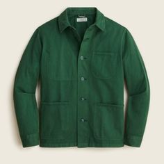 J.Crew Men's Green Wallace & Barnes M51 Jacket Style Be97 Chore Jacket Size M Worn Once Pit To Pit 22 Length 26.5 Shoulder Seam 18 Sleeve Inseam 21 Chore Jacket Men, Mens Vest Fashion, French Workwear, Coat For Men, Vest Style, Chore Coat, Duck Canvas, J Crew Men, Chore Jacket