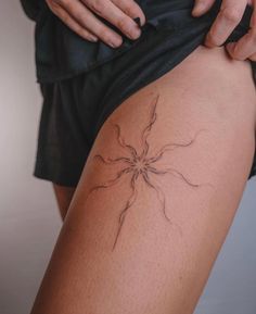 a woman with a tattoo on her thigh