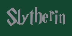 the slytherin logo on a green background with white letters and black lettering in grey