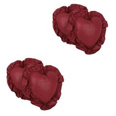 two red heart shaped scrunffles on white background