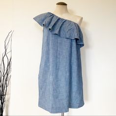 Beautiful Dress Never Worn, Great Condition! Questions? Leave A Comment Below! Light Wash Ruffled Dress For Day Out, Day Out Light Wash Dresses With Ruffles, Blue Ruffled Denim Dress For Brunch, Summer Denim Dress With Ruffles And Short Sleeves, Blue Casual Denim Dress With Ruffles, Denim Blue Dress With Ruffle Hem For Spring, Blue Denim Dress With Ruffles For Summer, Summer Denim Dress With Ruffles For Brunch, Summer Ruffled Denim Dress For Brunch