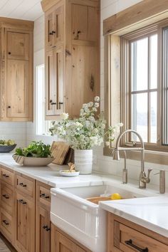 #BEAUTY, #RELATIONSHIPS #Fashion #Animals #Outfits #Winter Outfits #Animals Wood Cabinets White Counter Farmhouse, Farmhouse In Woods, White Kitchen With Oak Floors, Classic Traditional Kitchen Design, Wood Kitchen Aesthetic, Remodel Home Ideas, Simple Cottage Kitchen, Sicily Kitchen, European Cottage Kitchen