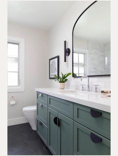 Bathroom Cabinet With Black Hardware, Sage Green Bathroom Vanity Black Hardware, Bathroom Green Black White, Bathroom Cabinet Green, Green Bathroom Cabinet Ideas, Sage Cabinets Bathroom, Sage Vanity Bathroom, Sage Green And Black Bathroom, Sage Green Bathroom Cabinets