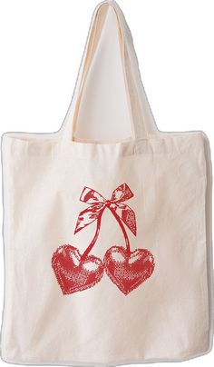 Valentine's Day Heart Print Bag Gift, Heart Print Bag For Valentine's Day Gift, Cute Cotton Shoulder Bag Perfect As A Gift, Retro Canvas Bag As A Gift, Retro Red Cotton Bag, Cute Cotton Canvas Bag For Gift, Retro Cotton Bag As Gift, Cherry Tote Bag, Coquette Tote Bag