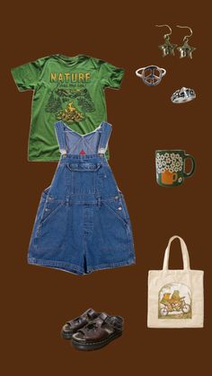 Summer Cottagecore T-shirt With Relaxed Fit, Summer Goblincore T-shirt With Short Sleeves, Granola Outfits, Hawaii Outfits, Nerdy Outfits, Retro Outfits