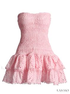 Sleeveless Ruffled Mini Dress in Sophia’s Style – Lasaky Fashion Boutique Pink Strapless Sleeveless Dress For Spring, Strapless Ruched Sleeveless Dress For Summer, Pink Fitted Sleeveless Dress With Ruffles, Fitted Pink Sleeveless Dress With Ruffles, Strapless Ruffled Sleeveless Dress For Vacation, Pink Strapless Dress With Ruffle Hem For Spring, Ruffled Strapless Sleeveless Dress For Vacation, Ruffled Sleeveless Strapless Dress For Vacation, Pink Ruffled Strapless Dress For Brunch