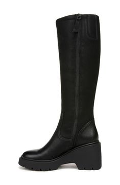 ContourFIT technology ensures all-day comfort in this sleek knee-high boot set on a durable lug sole for enhanced traction and flexibility. 3" heel 12" shaft; 20" calf circumference Synthetic upper/textile lining/synthetic sole Imported Lug Sole, Black Faux Leather, Knee High Boots, Nordstrom Rack, Knee High, Womens Boots, Faux Leather, Nordstrom, Sleek