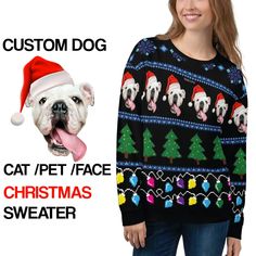 Ugly Christmas Sweater, Custom Dog Faces Cat Sweatshirt, Funny Selfie – Starcove Fashion Dog Faces, Cat Sweatshirt