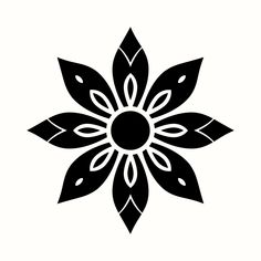 a black and white flower on a white background