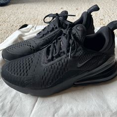 Brand New Nike Air Max 270. Size 7.5. Worn Once But They Are Slightly Too Small For Me. Nike Air Max 270 Black, Womens Nike Air Max 270, Nike Gym Shoes, Nike 270, 270 Nike, Black Nike Shoes, Nike Air Max Plus, New Nike Air, Nike Air Max 270