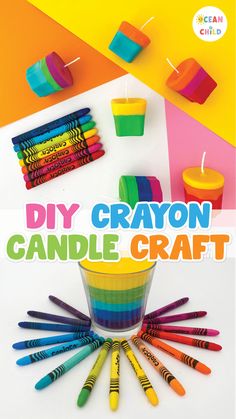 DIY colorful candles in rainbow colors, DIY gift idea. Crayon Candle, Mothers Day Candles Ideas, Crafts For Market Day At School, Crayon Candles Diy, Mother’s Day Candle, Make Your Own Candles, Doy Candles, Diy Candle, Diy Candles With Crayons