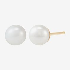 A classic pearl stud earring set in 10K gold completes a look that is polished, poised and utterly refined. Made in America. Metal: 10K yellow goldPearl Type: Certified cultured freshwater pearlsCertified: Each piece in the Sofia certified cultured pearl collection is individually examined for qualityPearl Color: WhitePearl Size: 5-5.5mmBack: FrictionCare: Wipe CleanCountry of Origin: Imported Jewelry photos are enlarged to show detail Disclaimer: Metal may be rhodium plated to enhance appearanc Jewelry Photos, Natural Pearl Necklace, Freshwater Pearl Ring, Silver Horse, Pearl Collection, Gold Stud Earrings, Freshwater Cultured Pearls, Gold Stud, Stud Earrings Set