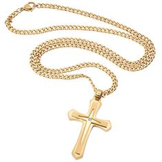 Let your light shine with this brilliant personalized cross necklace. The front features a beautiful brushed stainless cross with center CZ stone for just the right touch of sparkle. The back of this cross pendant necklace can be personalized up to 20 characters — perfect for a name, special message, or a favorite date or scripture. Makes a timeless gift! 1 1/4" wide x 1 3/4" high pendant includes a 22" long curb chain with lobster clasp. Stainless steel. Wipe with dry cloth. Personalized Cross Necklace, Cross Necklaces, Personalized Cross, Custom Cross, Let Your Light Shine, Timeless Gifts, Cross Pendant Necklace, Accessories Jewelry Necklace, Curb Chain