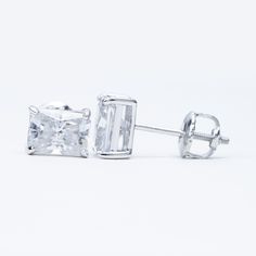 2 CT DEW Moissanite Radiant Cut Stud Earrings - Certified - https://bit.ly/3nYsVps 20% off - LIMITED Time Radiant Cut Cubic Zirconia Diamond White Earrings, White Rectangular Moissanite Jewelry, Rectangular White Moissanite Jewelry, Rectangular Moissanite Jewelry As A Gift, Silver Emerald Cut Lab Grown Diamond Earrings, Classic Rectangular Cubic Zirconia Earrings, Silver Diamond Jewelry With Screw Back, Silver Radiant Cut Lab Grown Diamond Jewelry, Silver Radiant Cut Diamond Earrings With Vvs Clarity