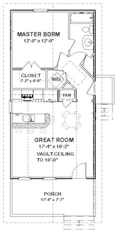 the floor plan for a small house with an attached bathroom and living room, as well as