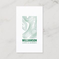 a business card with the words, william and garden in green on top of it