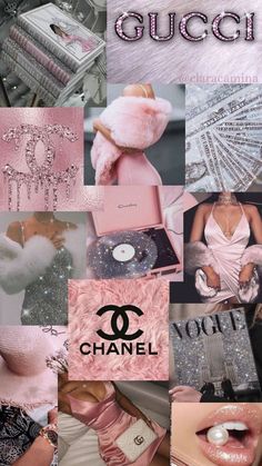 chanel collage with pink and silver colors