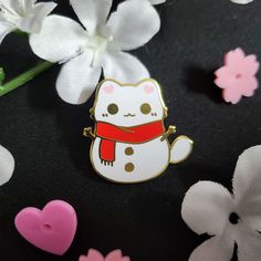 ♡ hard enamel pin ♡ 1.25 inch ♡ rubber clutch backing White Enamel Pin For Gift, Cute White Pins For Gifts, Novelty White Pins For Gifts, Cute White Enamel Pin, Winter Pins, Stationary Supplies, Winter Bear, Cute Stationary, Sticker Patches