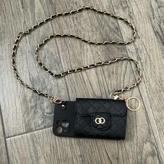 Iphone 13 Crossbody With Wallet On The Back. Phone Hangs Horizontally. Wallet Has 1 Snap Closure. Brand New And Never Used. Black With Gold Hardware. Perfect For Nights Out When You Don’t Want To Take A Huge Purse! Trendy Phone Case With Cell Phone Pocket, Black Rectangular Wallet On Chain For Travel, Black Mobile Phone Bag For Everyday Use, Black Rectangular Card Holder With Cell Phone Pocket, Trendy Black Mobile Phone Bag, Black Mobile Phone Case For Everyday Use, Black Rectangular Mobile Phone Bag, Elegant Black Mobile Phone Bag Accessories, Elegant Black Rectangular Phone Case