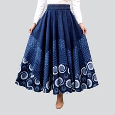 Achieve a timelessly chic look with our 2023 Spring-Summer Collection bohemian dark long denim skirt! Embroidered for a touch of sophistication, this high-waisted skirt features a rubber closure for a snug fit. Perfect for a boho-inspired ensemble, this skirt will add an edgy, yet polished, look to your wardrobe.Distinctive Features: Boho-Inspired Look: This long denim skirt boasts a bohemian-inspired style for an effortlessly chic look. Embroidered Details: Boasting intricate embroidery across Denim Skirts Online, Long Jean Skirt, Womens Denim Skirts, Embroidered Jean Jacket, Long Denim Skirt, Unique Embroidery, Embroidered Skirt, Long Jeans, Embroidered Details