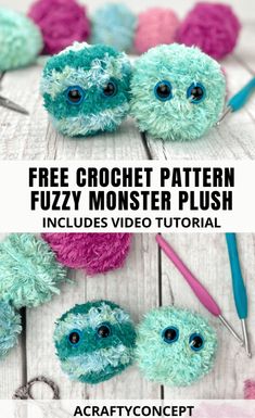 the crochet pattern for fuzzy monster plushies