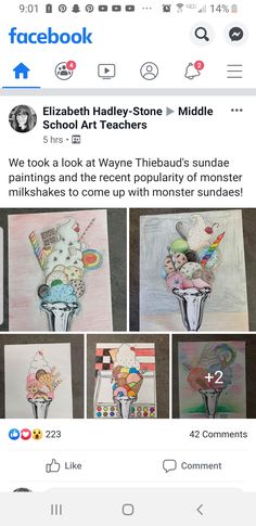 the facebook page for elizabeth hally one middle school art teachers