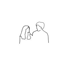 one line drawing of two people facing each other