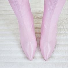 Odin Shimmery Baby Pink High Heel Stretch Fabric Ankle Boots | Totally Wicked Footwear Heel Stretch, Pink High Heels, Stiletto Boots, Baby Pink, High Heel, Stiletto Heels, Stretch Fabric, Wicked, Ankle Boots