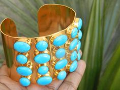 You will receive very beautiful Turquoise Howlite Bracelet Cuff Bangle Gold plated over brass 20 stone Bracelet  Many thanks for you visit my store ♥ if you have any question please contact us.For wholesale Price Please Convo me.You can order different items as many you like . Bangle Bracelet Gold, Howlite Bracelet, Bangle Gold, Bracelets Design, Cuff Bangle Bracelet, Summer Bracelets, Adjustable Bangle, Turquoise Cuff, Turquoise Howlite