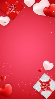 valentine's day background with hearts and gift boxes