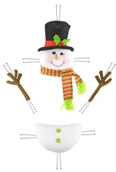 a snowman is standing in front of a bowl with two sticks sticking out of it