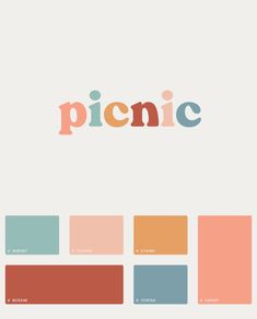 the word picnic written in different colors