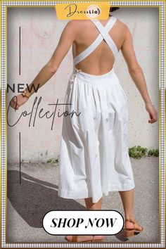 Halter Square Neck Backless Midi Dress Chic Spring Backless Dress With Tie Back, Chic Summer Backless Dress For Vacation, Chic Backless Midi Dress For Brunch, Chic Backless Dress With Tie Back For Brunch, Chic Backless Tie-back Dress For Brunch, Chic Backless Tie Back Dress For Brunch, Chic Backless Summer Dress, Chic Sleeveless Backless Dress For Beach, Chic Backless Sundress For Brunch