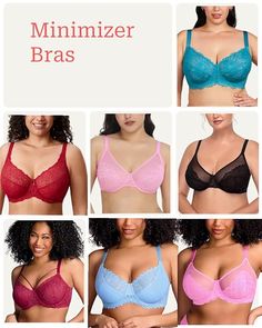 the bras are different colors and sizes