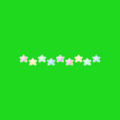 five stars are arranged in the shape of a line on a green screen, with space for text