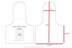 an apron pattern with measurements for the front and back