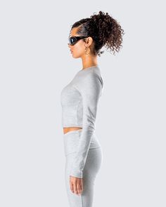 A simple staple 🤍 This long sleeve top, made from heather grey stretch jersey fabric, is a closet essential that can be paired with anything for a versatile and clean look 🤩 Clean Look, Closet Essentials, You Deserve It, Cargo Pant, Grey Long Sleeve, Hottest Trends, Jersey Fabric, Long Sleeve Top, Heather Grey