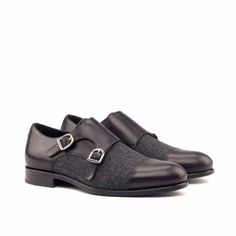 The Damen Ave. Double Monk No. 2414 | Robert August Black Monk Strap Shoes With Leather Sole For Fall, Black Cap Toe Semi-formal Loafers, Elegant Formal Winter Dress Shoes, Elegant Leather Dress Shoes For Winter, Luxury Black Monk Strap Shoes With Brogue Detailing, Luxury Black Monk Strap Shoes For Semi-formal, Luxury Black Monk Strap Shoes For Semi-formal Occasions, Business Leather Shoes, Black Monk Strap Shoes With Brogue Detailing For Business