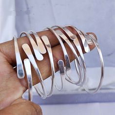 Beautiful Silver Bangle Solid 925Sterling Silver Handmade 7 Set Of All Size B-02 Bangles Silver, Boho Bangle, Sterling Silver Bangle, Silver Bead Bracelet, Handmade Bangles, Adjustable Bangle, Jewelry Statement, Fine Jewelry Bracelets, Jewelry Boho