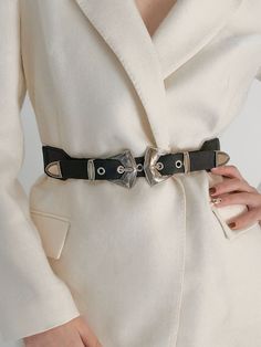 Material:Elastic type: PU, elastic, alloyBelt type: PU, alloy Imported Product measurements: Elasticated:Length: 25.6+13.8 inBuckle: 1.4*1.6 inBelt:Length: 31.5+15 inBuckle: 1*1.6 in Double Buckle Belt Outfit, Buckle Belt Outfit, Belt Outfit, Double Buckle Belt, Denim Hoodie, Women's Belts, Silver Belt, Gold Belt, Plus Size Romper