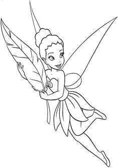 the tinkerbell fairy coloring page is shown in black and white, with an image of