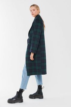 Avec Les Filles Plaid Wool Coat Raglan Coat, Dr Martens Outfit, Plaid Wool Coat, Tailored Coat, Plaid Coat, Brave Soul, Menswear Inspired, Faux Leather Leggings, Wool Plaid