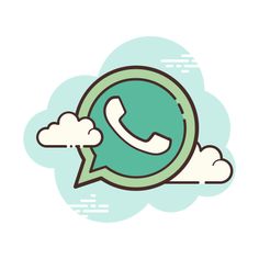 an image of a green phone with clouds around it