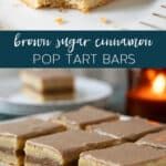 brown sugar custard pop tart bars on a plate with candles in the background