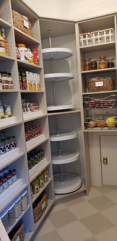 the pantry is stocked with all kinds of food